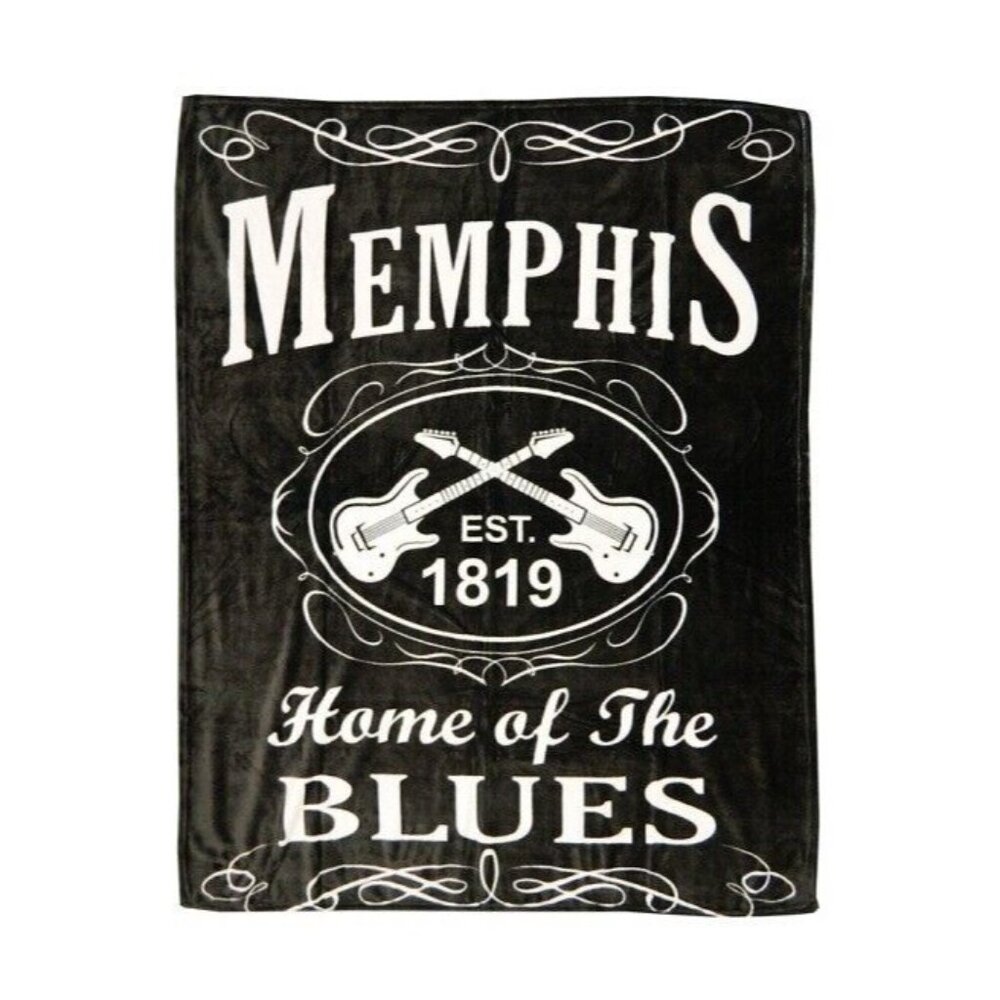 New Memphis Tennessee Home of Blues Plush Fleece Throw Gift Blanket Guitars City - Picture 2 of 2